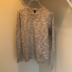 Ann Taylor Grey and White Long Sleeve with Zippers
